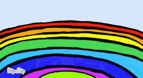 A Cartoon Drawing Of A Rainbow In The Sky GIF