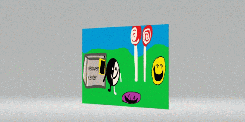 A Cartoon Drawing Of A Recovery Center With Smiley Faces And Lollipops GIF