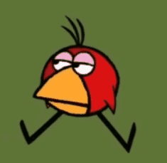 A Cartoon Drawing Of A Red Bird With Yellow Beak GIF