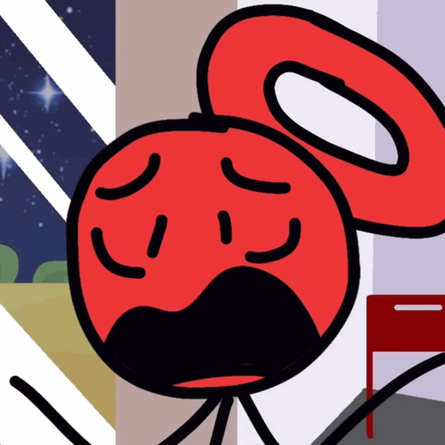 A Cartoon Drawing Of A Red Circle With A Sad Face GIF