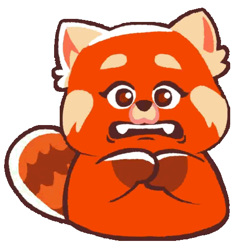 a cartoon drawing of a red panda making a surprised face