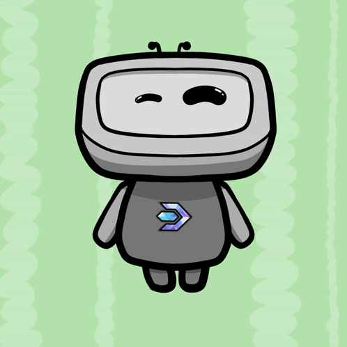 A Cartoon Drawing Of A Robot With A Blue Arrow Pointing Up GIF