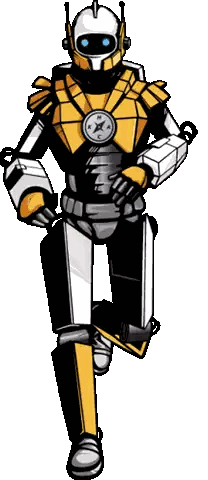 a cartoon drawing of a robot with a clock on its chest .