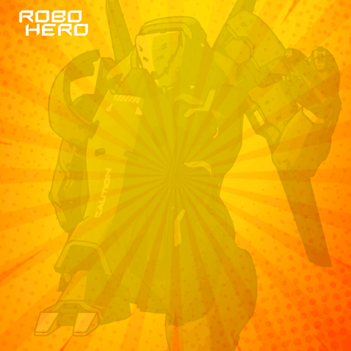 A Cartoon Drawing Of A Robot With Robo Hero Written On The Top GIF