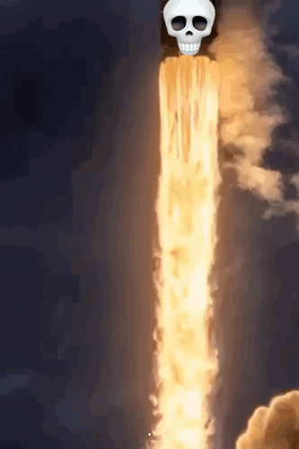 A Cartoon Drawing Of A Rocket With A Skull On It GIF