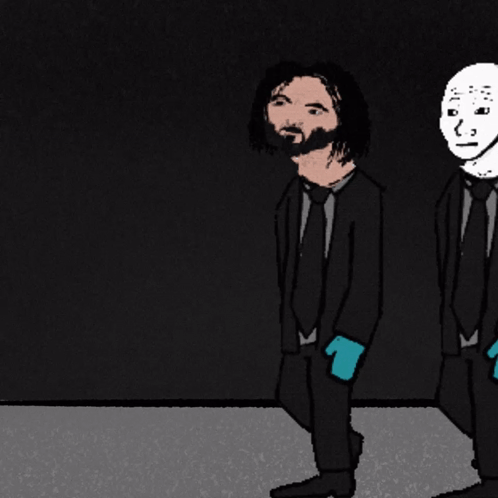 A Cartoon Drawing Of A Row Of Men In Suits And Ties GIF