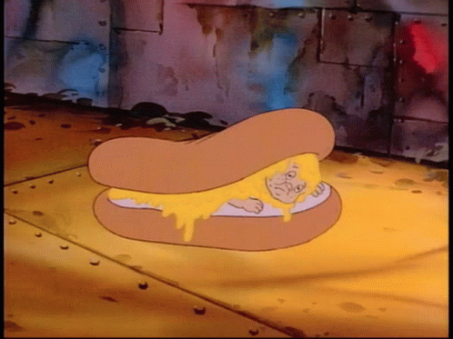 A Cartoon Drawing Of A Sandwich With A Face Inside Of It GIF