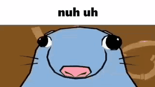 A Cartoon Drawing Of A Seal With A Pink Nose And The Words `` Nuh Uh '' Written Above It . GIF