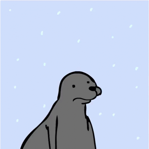 A Cartoon Drawing Of A Seal With A Rainbow Background GIF