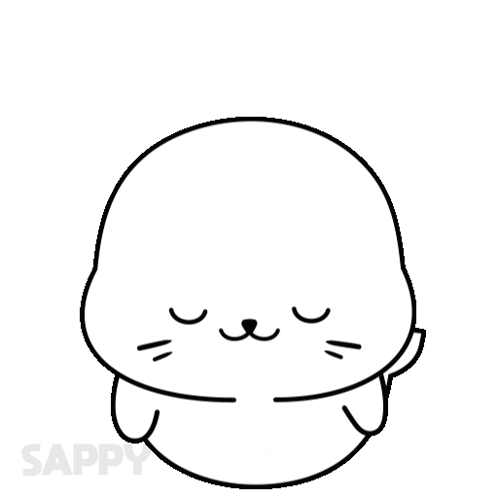 A Cartoon Drawing Of A Seal With Stars Around It And The Word Sappy Below It GIF