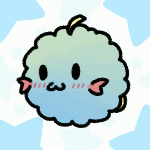 a cartoon drawing of a sheep with a smiley face on its face