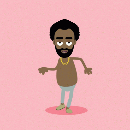 A Cartoon Drawing Of A Shirtless Man With A Beard And A Gold Chain Around His Neck GIF