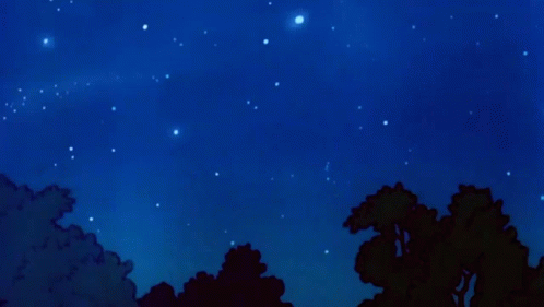 A Cartoon Drawing Of A Shooting Star In A Dark Night Sky GIF