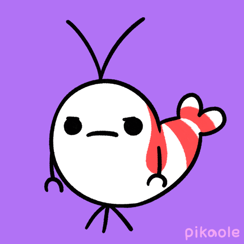 A Cartoon Drawing Of A Shrimp With Smoke Coming Out Of Its Mouth And The Name Pikoole On The Bottom GIF