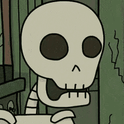 A Cartoon Drawing Of A Skeleton With A Bow Tie . GIF