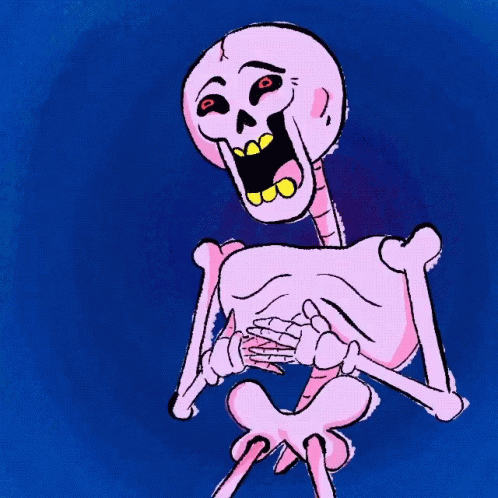 A Cartoon Drawing Of A Skeleton With The Words That Was Written In Yellow GIF
