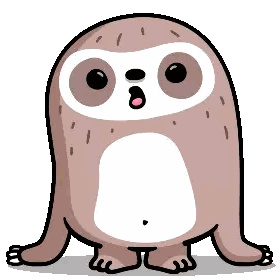 a cartoon drawing of a sloth with its mouth open