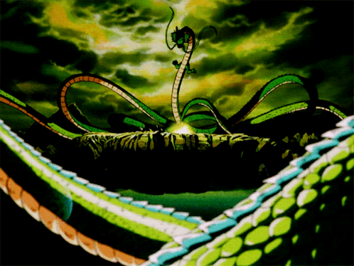 A Cartoon Drawing Of A Snake With A Green And Yellow Tail GIF