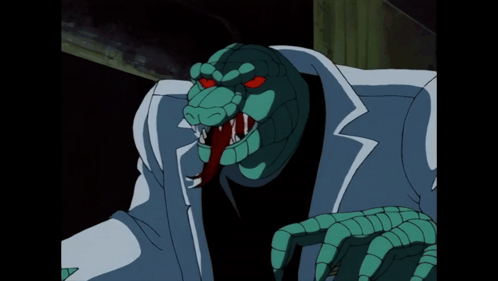 A Cartoon Drawing Of A Snake With A White Coat On GIF