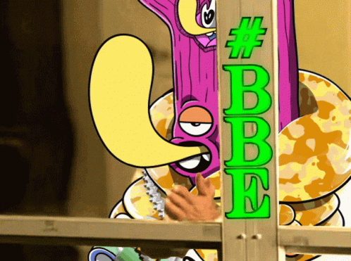 A Cartoon Drawing Of A Snake With The Letters #Bbe Written On It GIF