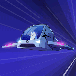 A Cartoon Drawing Of A Space Ship With A Penguin In It GIF