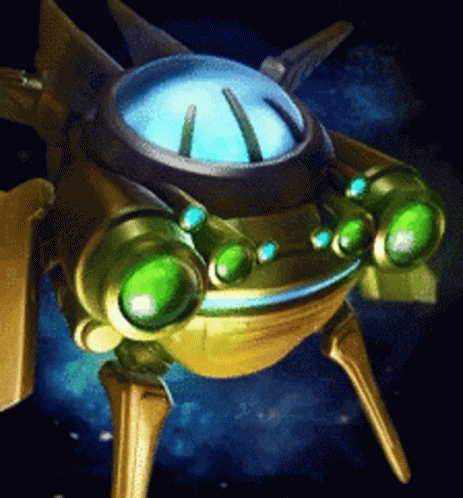 a cartoon drawing of a space ship with green lights on it