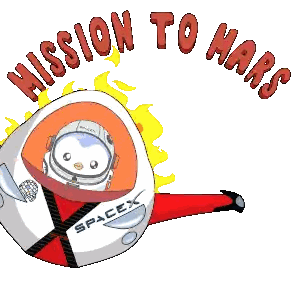 a cartoon drawing of a spacex spaceship with the words mission to mars written above it