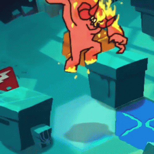 A Cartoon Drawing Of A Spongebob Character On Fire GIF