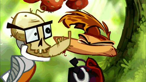 A Cartoon Drawing Of A Squirrel And A Skeleton With Glasses GIF