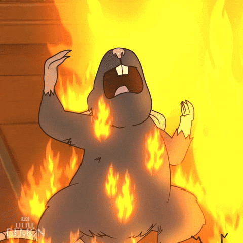 A Cartoon Drawing Of A Squirrel On Fire With The Words Fx Little Demon Below It GIF