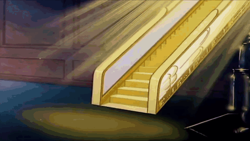 A Cartoon Drawing Of A Staircase With The Number 33 On It GIF