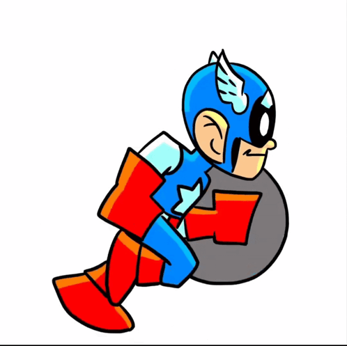 A Cartoon Drawing Of A Superhero Holding A Shield GIF