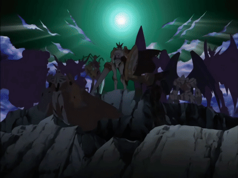 A Cartoon Drawing Of A Sword Being Thrown By A Dragon GIF