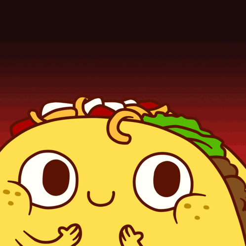 A Cartoon Drawing Of A Taco With A Face On It GIF