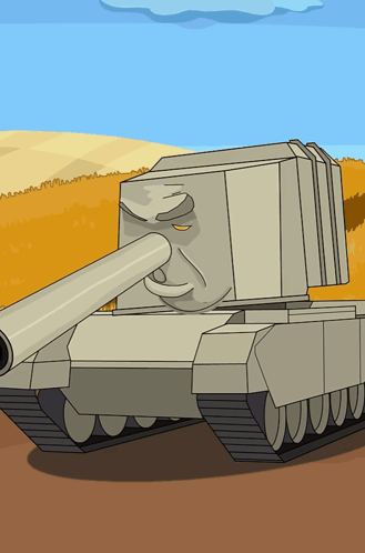 A Cartoon Drawing Of A Tank With A Smiley Face On It GIF