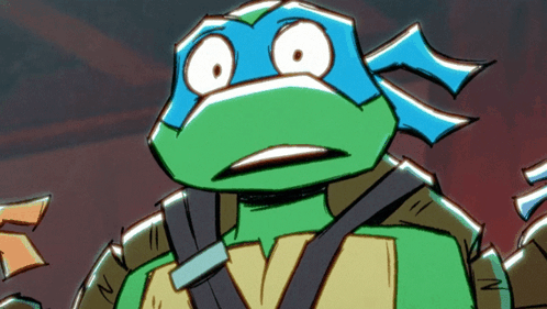 A Cartoon Drawing Of A Teenage Mutant Ninja Turtle Making A Surprised Face GIF