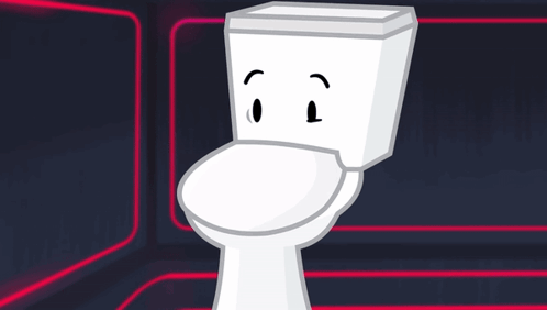 A Cartoon Drawing Of A Toilet With An Angry Face On It GIF