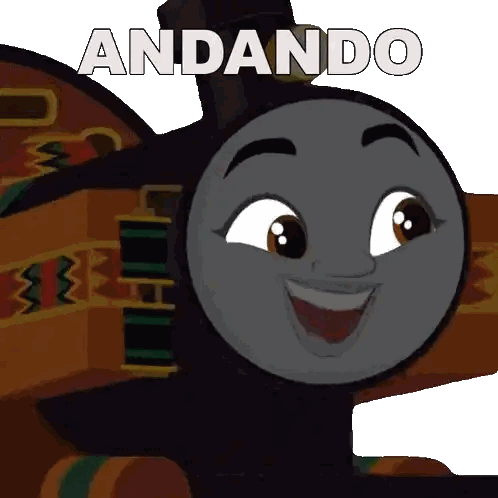 a cartoon drawing of a train with the words andando written above it