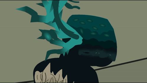 A Cartoon Drawing Of A Turquoise Monster With Sharp Claws GIF