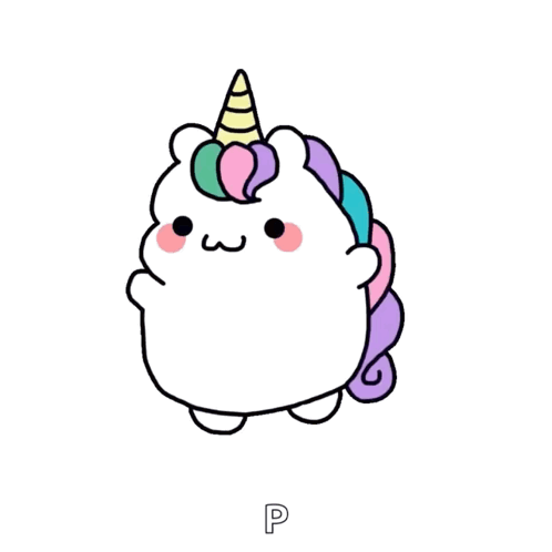 A Cartoon Drawing Of A Unicorn With A Rainbow Mane GIF