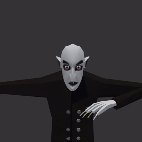 A Cartoon Drawing Of A Vampire Covering His Mouth With His Hand GIF