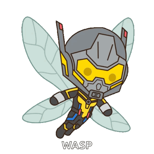 A Cartoon Drawing Of A Wasp With Wings And The Word Wasp Below It GIF