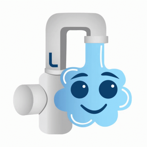 A Cartoon Drawing Of A Water Pipe With A Smiling Face And The Letter L On It GIF