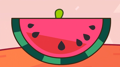 A Cartoon Drawing Of A Watermelon With A Green Stem GIF