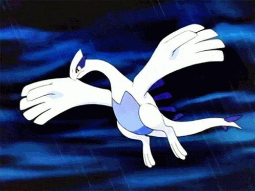 A Cartoon Drawing Of A White Bird With Purple Wings GIF