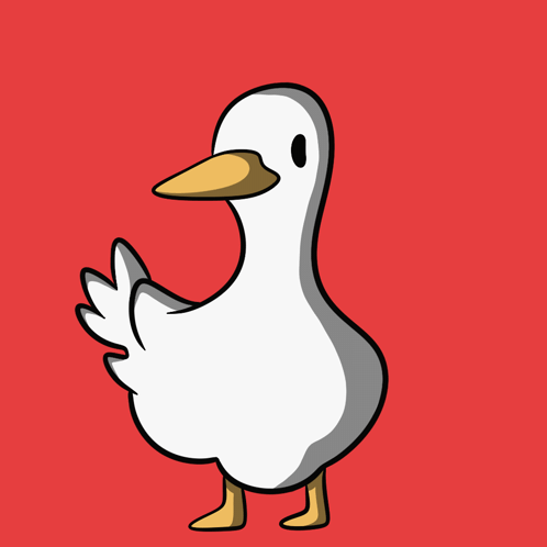 A Cartoon Drawing Of A White Duck With A Yellow Beak GIF