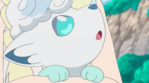 White Fox With Blue Eye Cartoon Drawing GIF