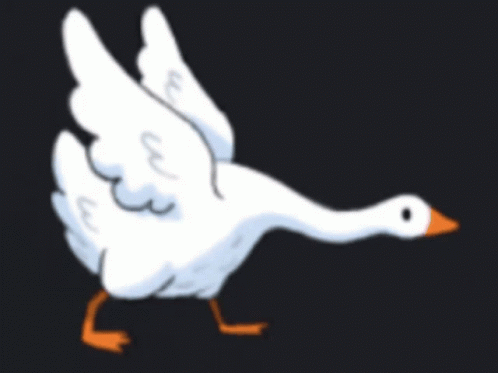 A Cartoon Drawing Of A White Goose With An Orange Beak GIF