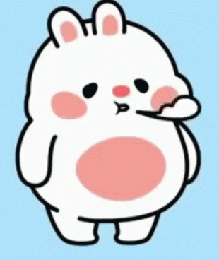 A Cartoon Drawing Of A White Rabbit With Pink Cheeks And A Pink Nose . GIF