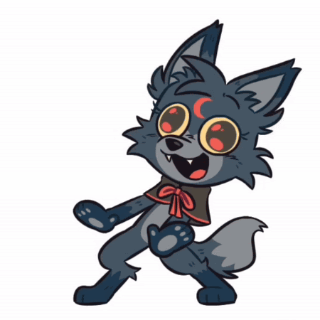 A Cartoon Drawing Of A Wolf With A Crescent Moon On Its Head GIF